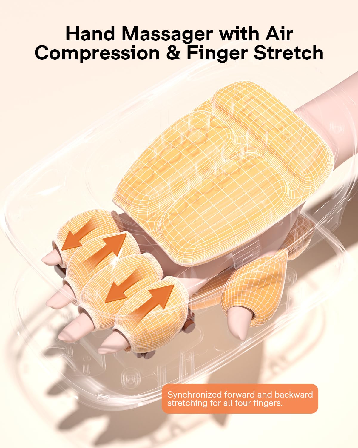 ALLJOY Hand Massager with Heat and Compression, Knuckle Stretching and Hand Massage, 6 Modes 6 Intensities 3 Heat for Arthritis and Carpal Tunnel Relief, Birthday Gifts for Women and Men(White)
