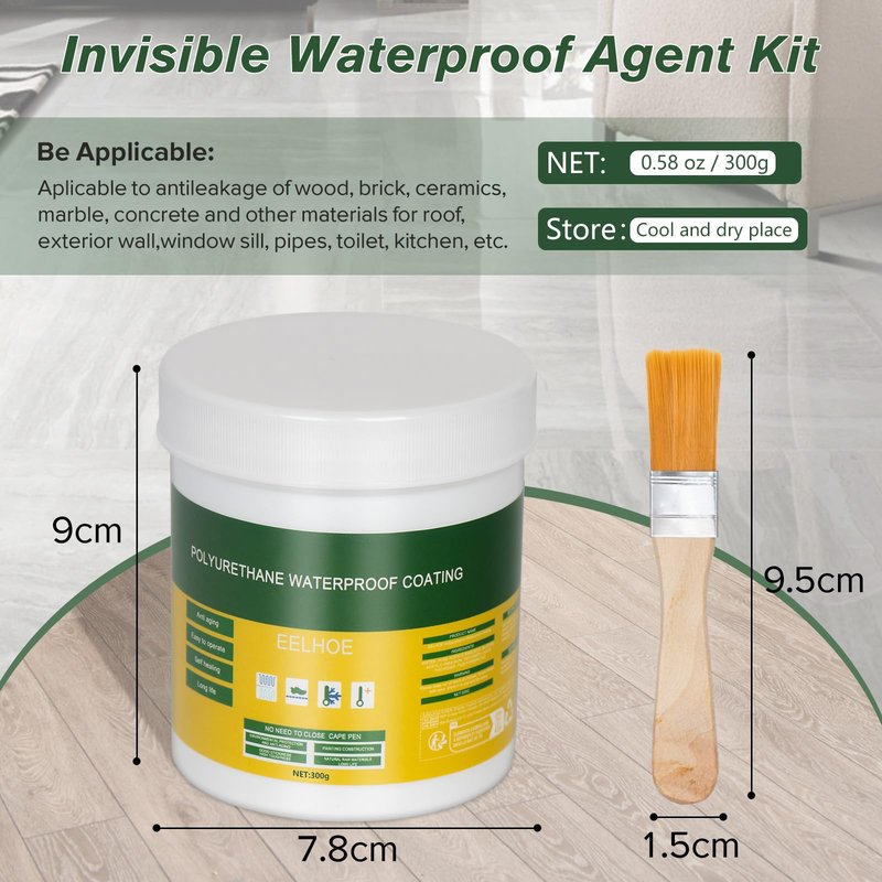Nynelly 300g Invisible Waterproof Agent Anti-Leakage Agent, Sealer Mighty Paste, Transparent Waterproof Glue Insulating Sealant Polyurethane Coating for Home Bathroom Roof