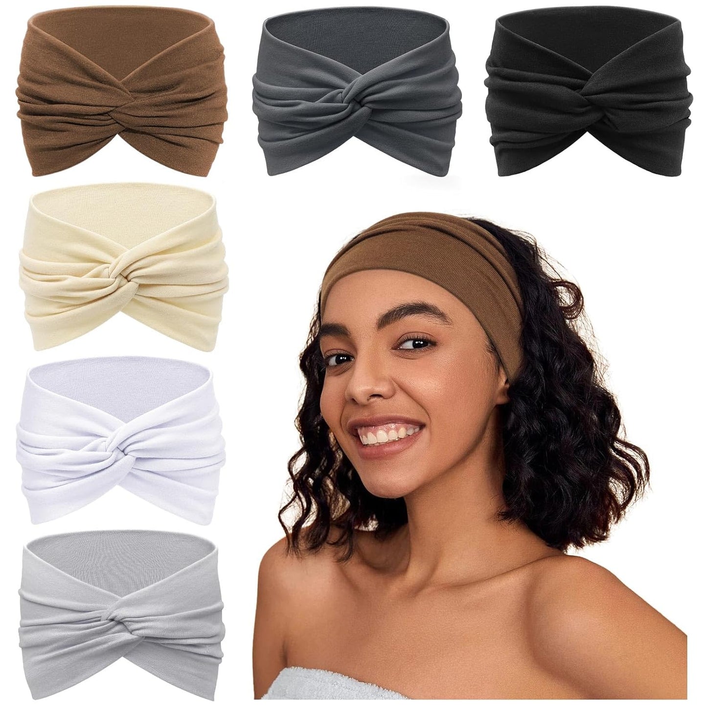 Wide Headbands for Women - No Slip Knotted Turban Hair Accessories | Dark Green Boho Style