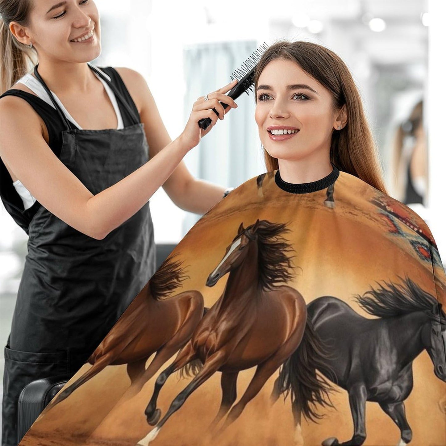 Stylish Professional Hair Cutting Cape Fashionable Salon Barber Cape with Adjustable Closure Western Native Horse