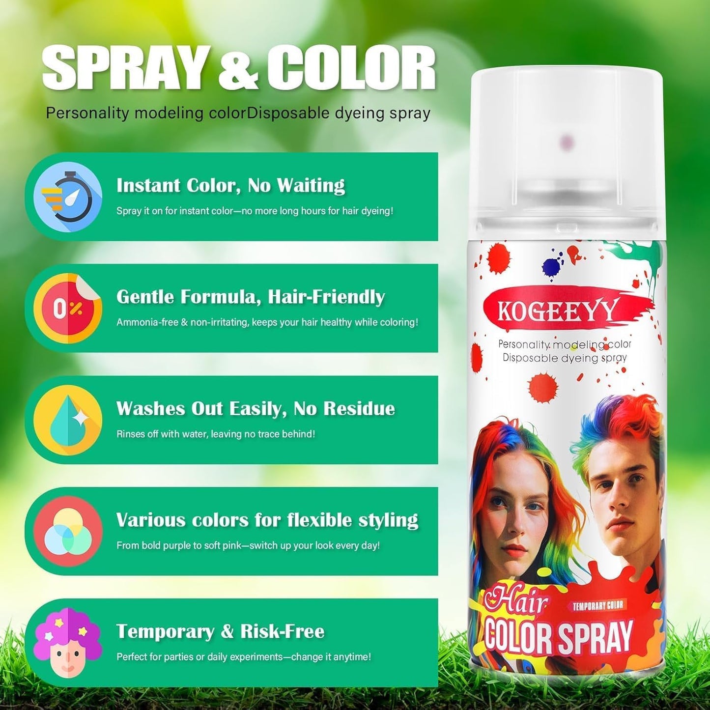 Temporary White Hair Spray Color - Washable Dye for Kids & Adults | Perfect for 4th of July, Cosplay & Festivals (4.06 oz)