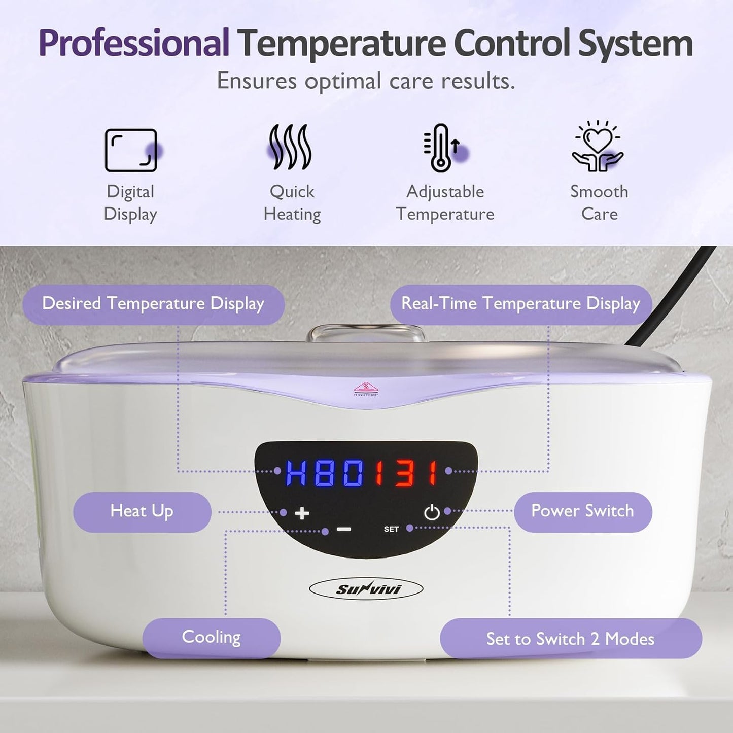 Sunvivi Upgraded Paraffin Wax Machine for Hand and Feet, 4000ml Large Capacity Paraffin Wax Warmer, 20-Min Fast Heating with Temp Control, Paraffin Bath with 8 Pack Refills for Smooth & Soft Skin