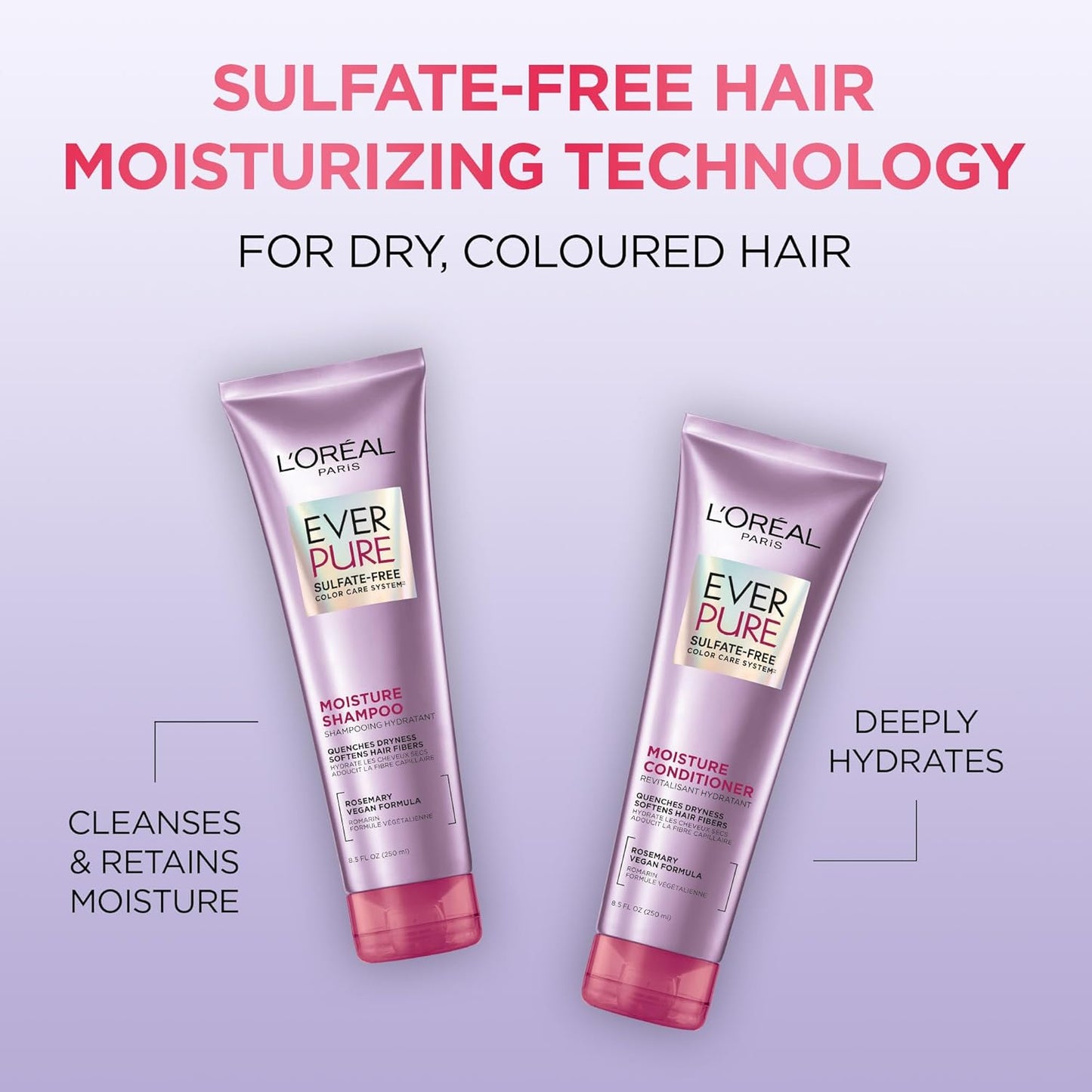L’Oréal Paris Moisture Conditioner - Sulfate Free Formula for Color-Treated Hair with Rosemary | 8.5 Fl Oz