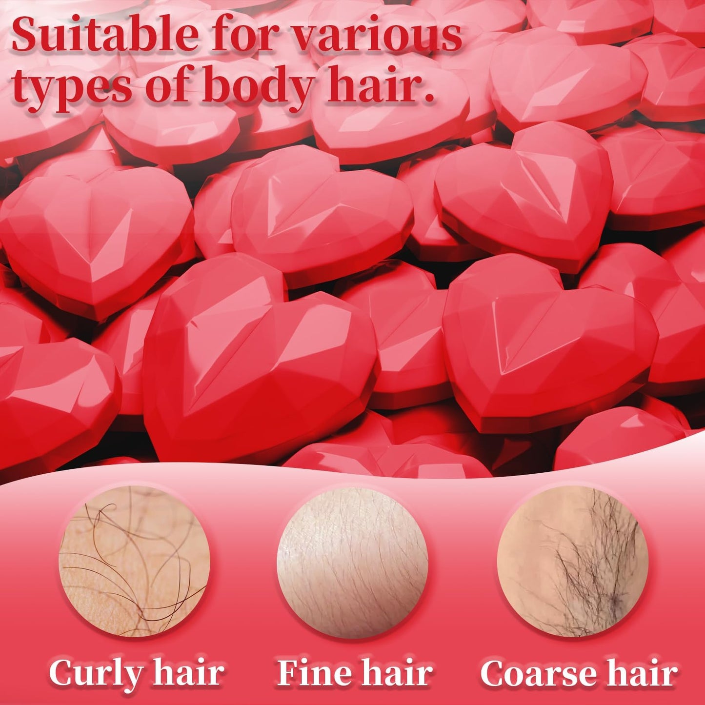 Chulan Hard Wax Beads, 14.1oz Waxing Beads for Sensitive Skin Hair Removal, Bikini, Full Body, Face, Brazilian Waxing, Legs, Fragrance Allergen Free Cute Red Heart Shape