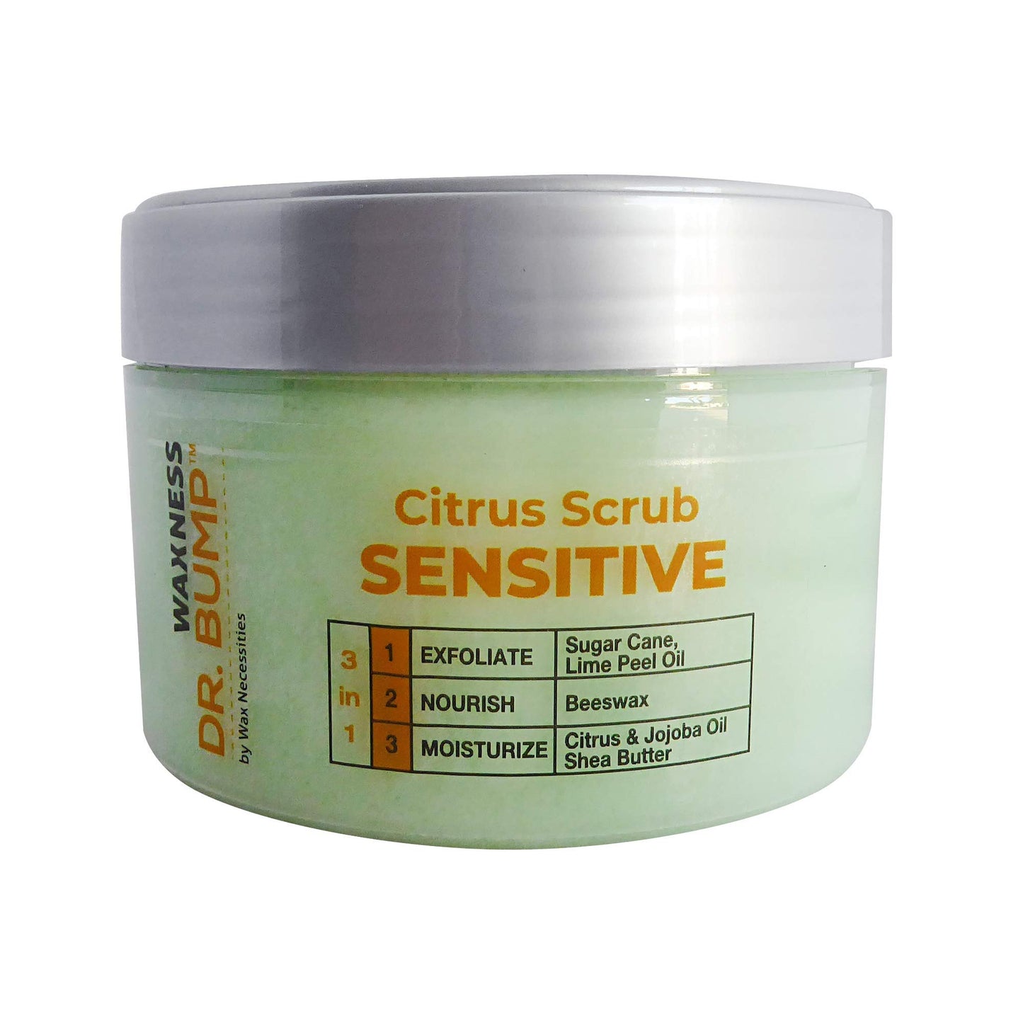 Waxness Dr. Bump Citrus Sensitive Exfoliating Scrub – Professional Pre & Post Wax Care – 8.8 oz (250 g) – Made in Italy