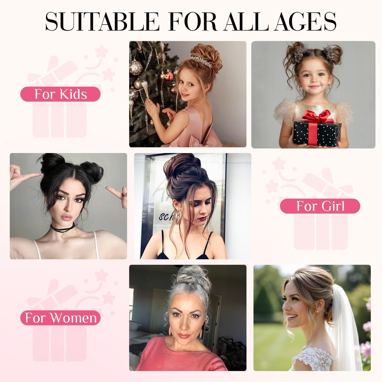 Rich Choices Human Hair Messy Bun Hair Piece for Women, 100% Remy Human Hairs,Chignon Fluffy Donut Updo with Elastic Rubber Band for Girl Wavy #1BP613R Natural Black Mix Blenach Blonde