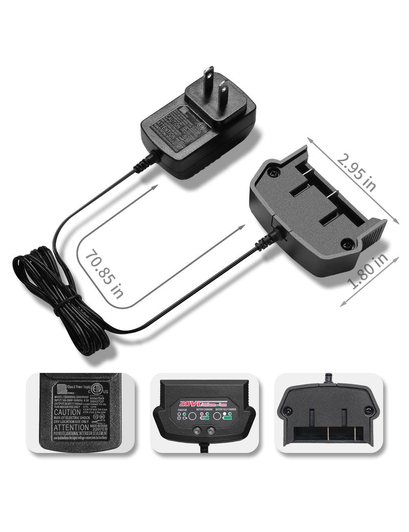 AVID POWER 20V Max Lithium Ion Battery Charger, Only Compatible with Avid Power 20V 1.5/2.0Ah Batteries (Excludes 3.0Ah Batteries)