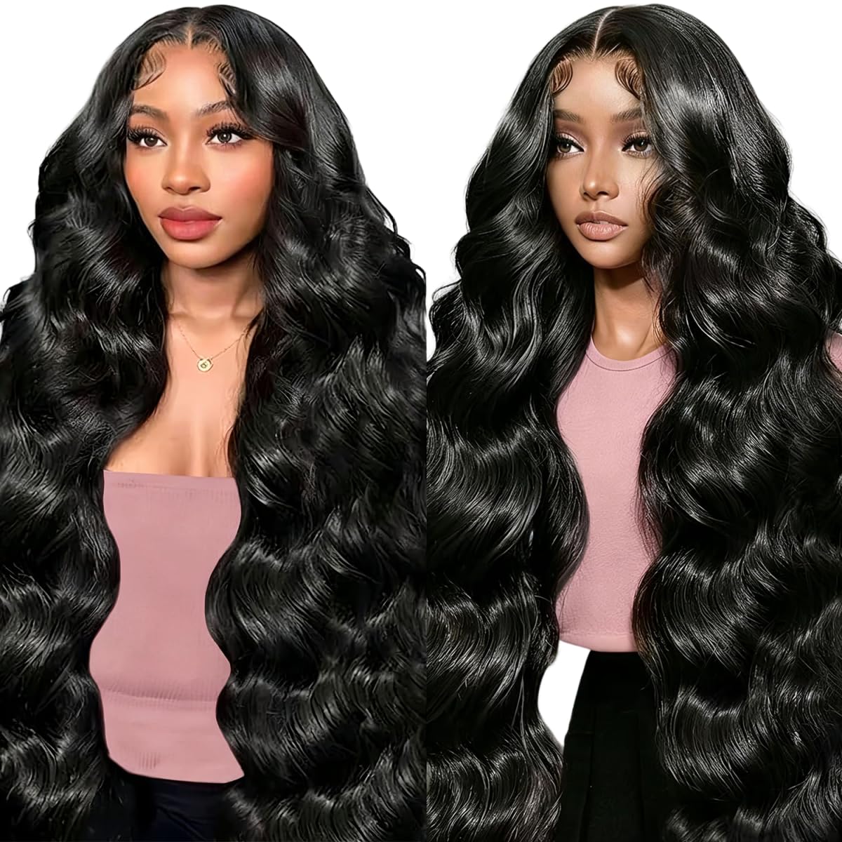 Huirslex 30 Inch Body Wave Lace Front Wigs Human Hair Pre Plucked 13x6 Lace Front Wig Human Hair 200% Density Body Wave Human Hair Wig 12A Body Wave Wig for Women Natural Black