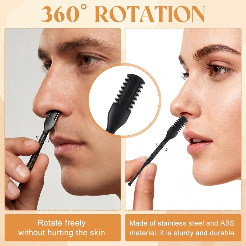 Chumia 50 Pcs Nose Hair Remover Bulk with Black Velvet Packaging Bag Portable 360 Degree Rotating Nose Hair Trimmer for Women and Men for Home and Beauty Salon (Black)