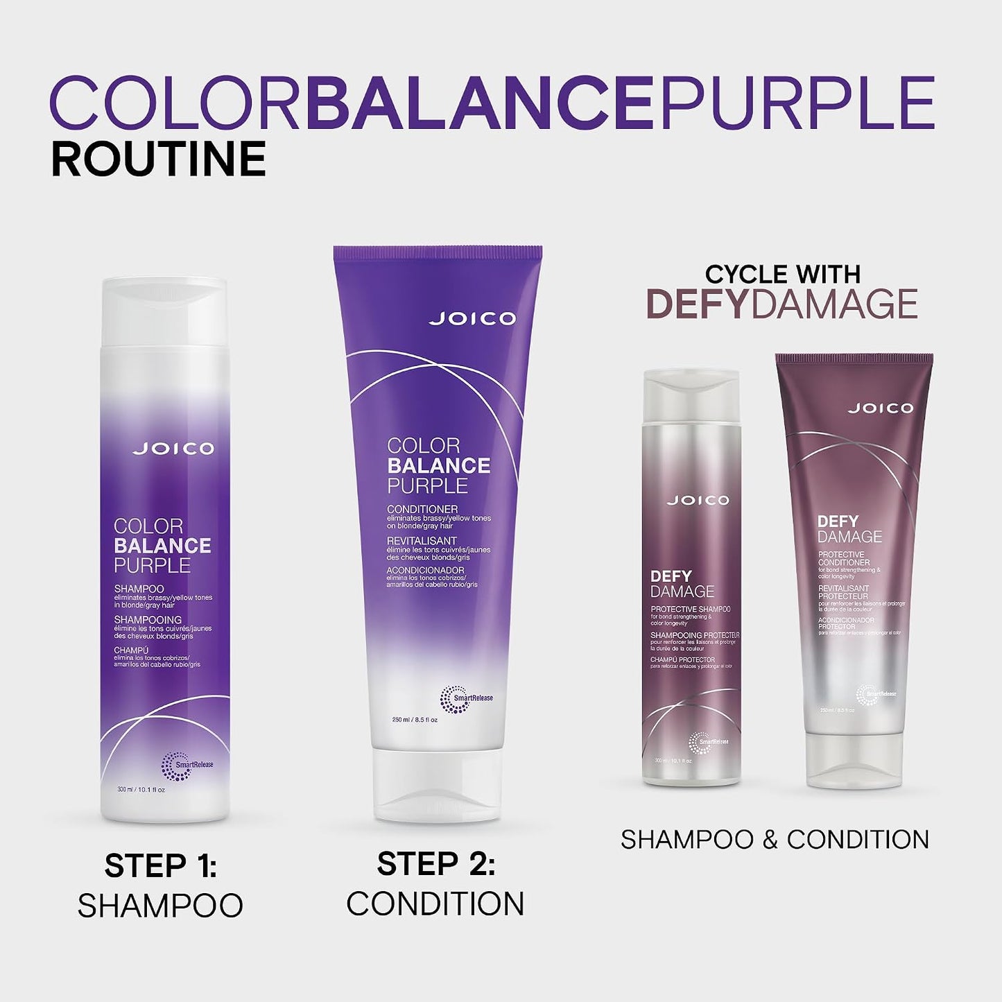 Joico Color Balance Purple Shampoo - Eliminate Brassy Tones & Boost Shine | For Cool Blonde & Gray Hair | UV Protection