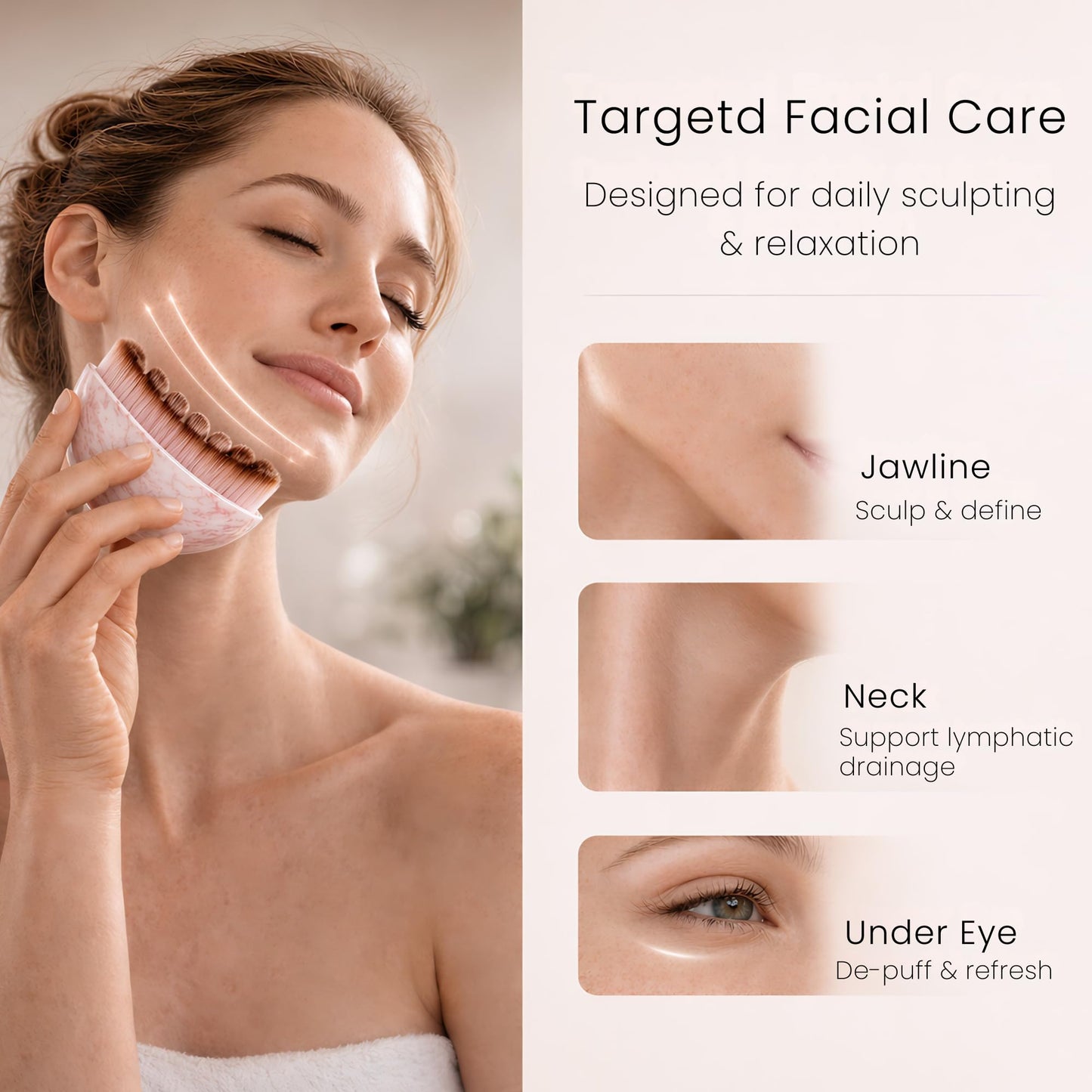 Lymphatic Contour Brush For Face, Contour glow brush, Manual, Lymphatic drainage Brush, Improves Skin Glow & Absorption Natural,Gua sha. (Pink)