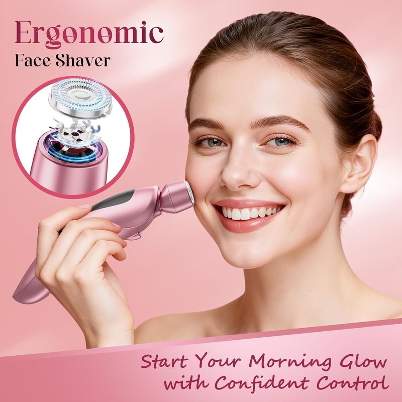 Cordless Electric Razor for Women - Rechargeable Painless Bikini Trimmer | Waterproof Shaver with LED Display - Light Pink