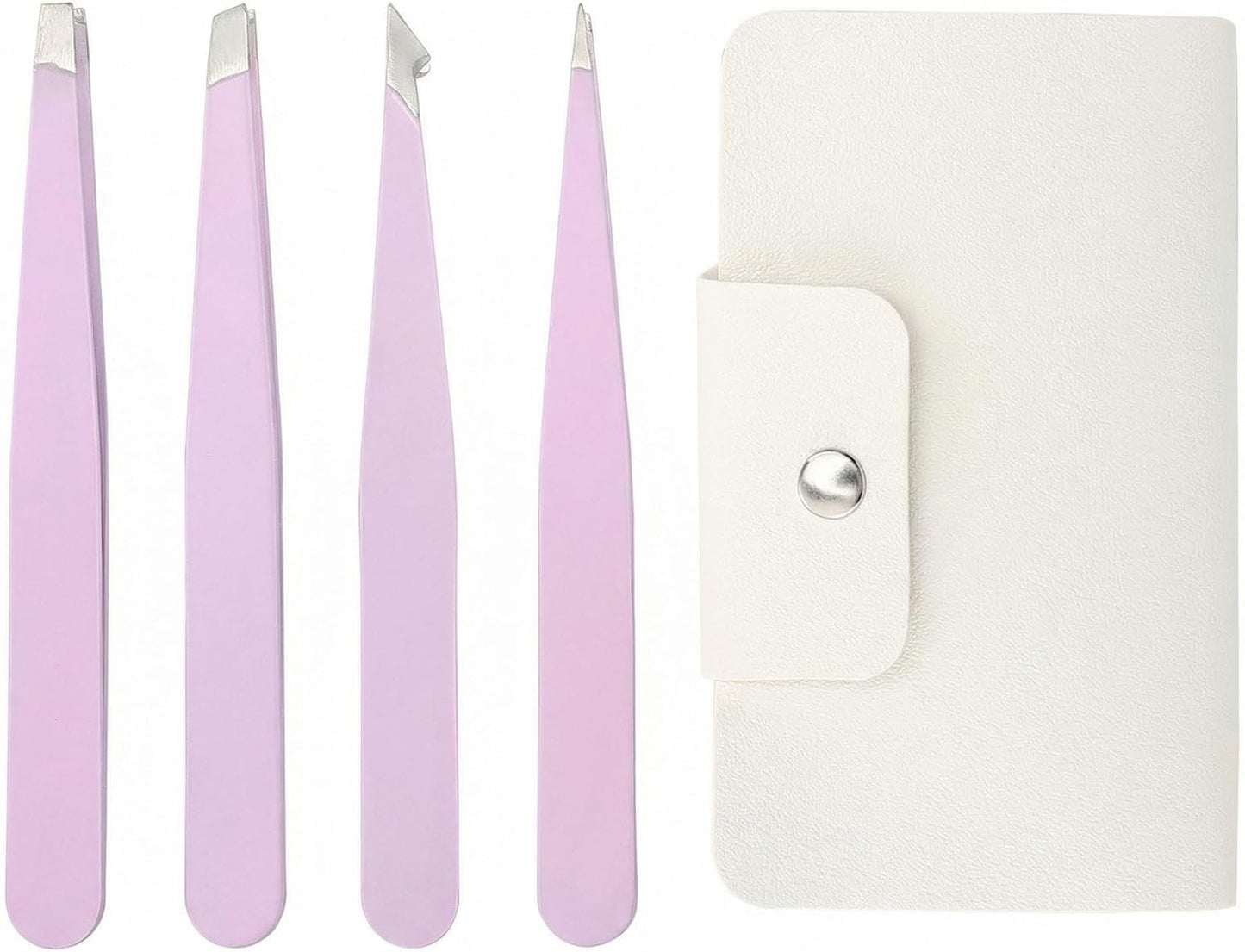 Precision Stainless Steel Tweezers Set - 4 PCS for Ingrown Hair, Facial Hair, Splinter & Blackhead Removal | Black