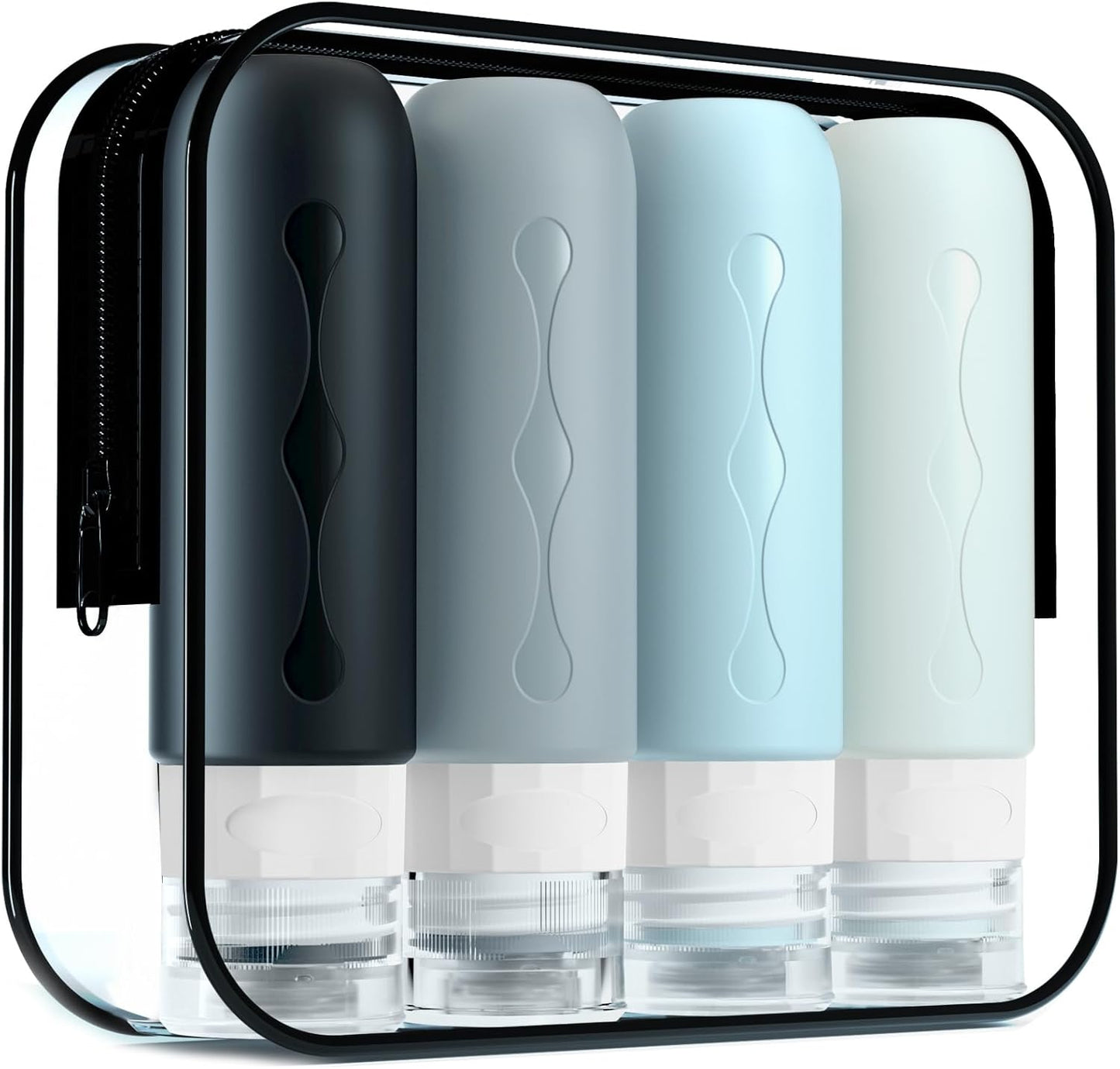 Travel Bottles for Toiletries - TSA Approved 3oz Leak-Proof Containers | BPA-Free Refillable Liquid Accessories (4 Pack)