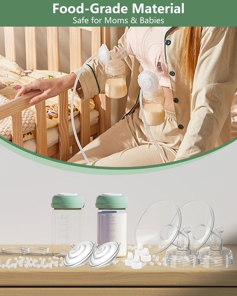 Breast Pump Parts Compatible with Spectra S1/S2/9 Plus/Synergy Gold, Full Set Replacement Parts for Spectra Include 21mm Flange, Duckbill Valve, Backflow Protector, Tubing, Bottle, Not Original Parts