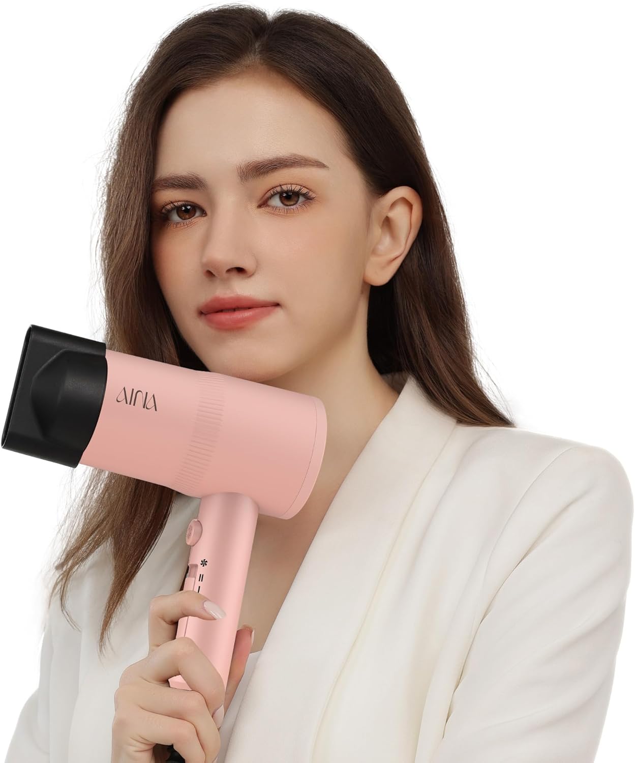 AINA Hair Dryer with Diffuser - Advanced Ionic Technology & Ceramic Coating | Fast Drying & Shine in Babe Pink 110V