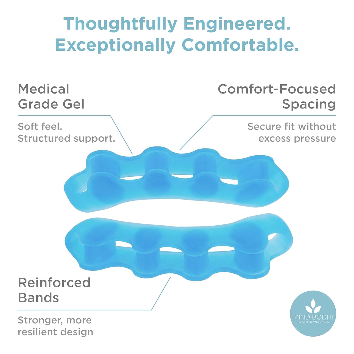 Toe Separators for Men and Women - Comfortable Blue Toe Spacers for Alignment | Regular Size