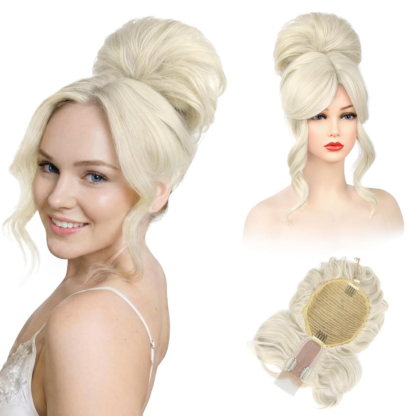 Messy Bun Hair Piece with Bangs - 2-in-1 Drawstring Ponytail Extension & Updo Wig | Natural-Looking Black Hair Topper