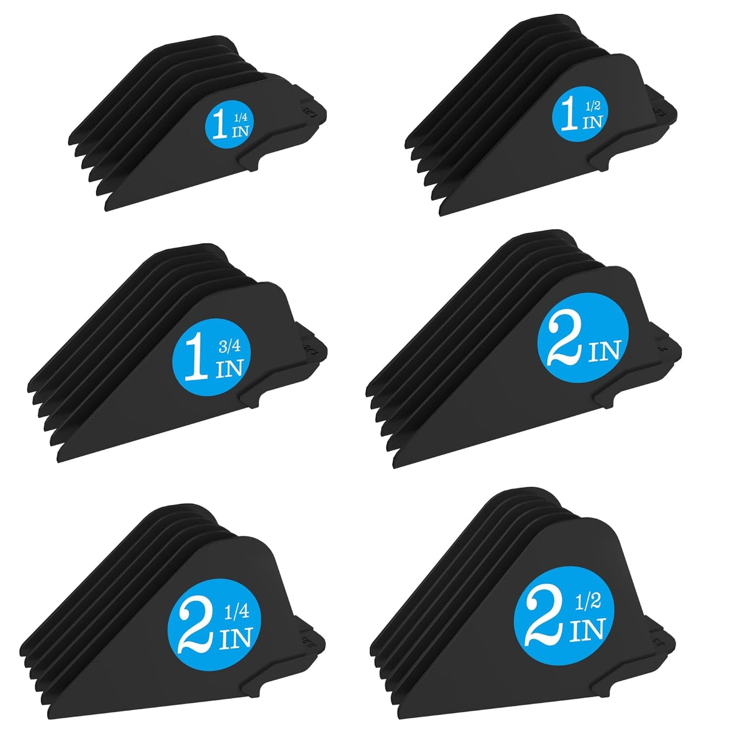 Wahl Clipper Guards - Universal Hair Clipper Attachments Set | 6 Extra Long Sizes 2.5" to 1.25" (Gray)