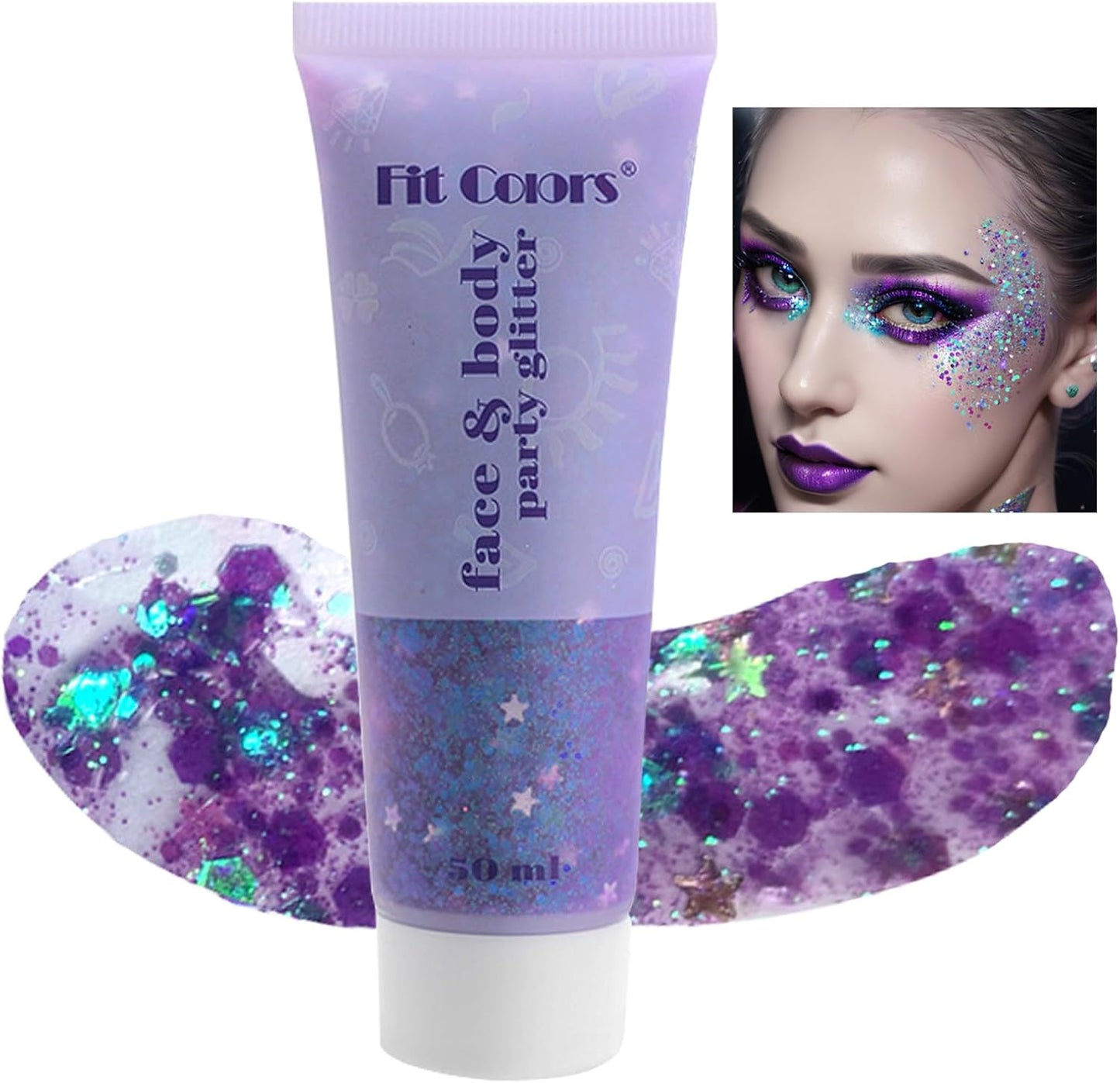 Body Glitter for 4th of July - Red, White & Blue USA Flag Face Makeup | Holographic Chunky Sequins for Women & Kids