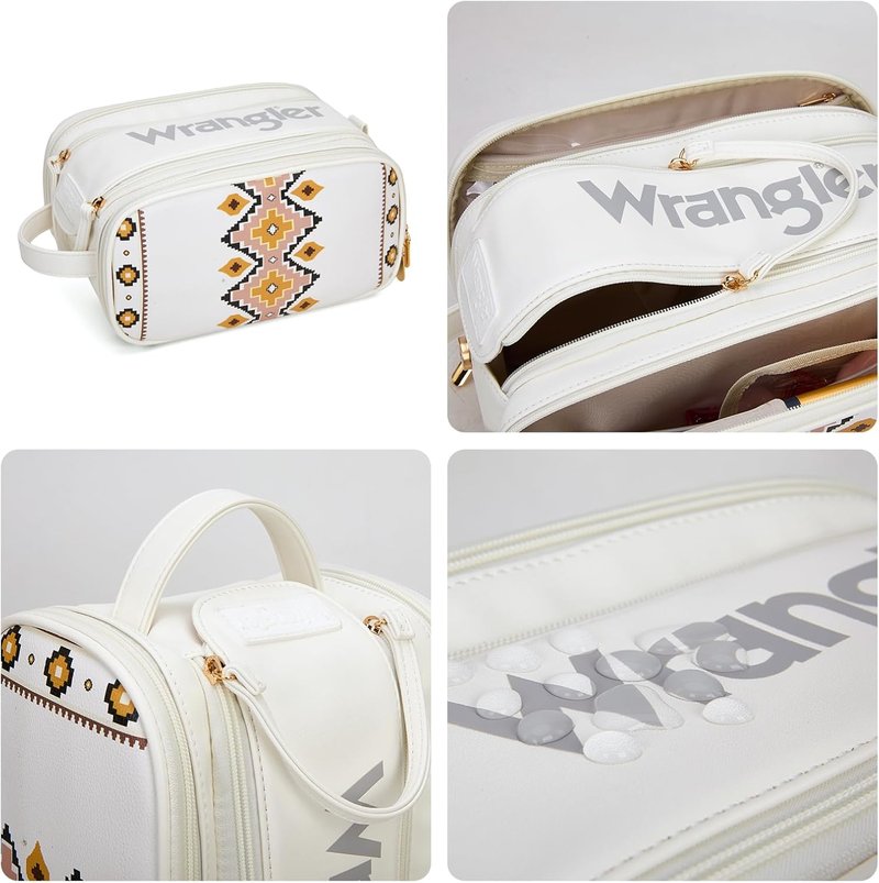 Large Makeup Bag - Portable Travel Toiletry Organizer with Divider & Handle for Women | Aztec Design