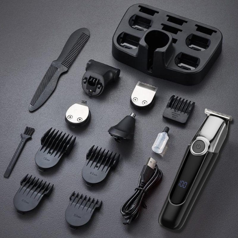 SilkGlow Beard Trimmer for Men, 5 in 1 Mens Electric Razor for Men, Cordless Hair Clippers, Waterproof Grooming Kit for Shaving Face, Mustache, Body, Ear, Nose Hair Trimmer, Gift for Men, Black