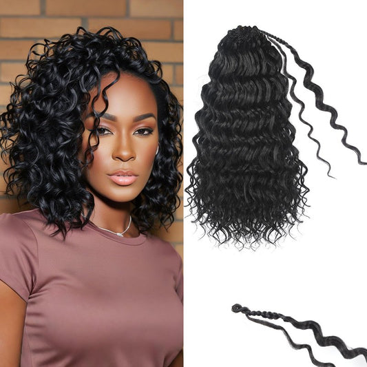 Pre Looped Ocean Wave Crochet Braids Pure Protein Close to Human Hair Boho Ocean Braids Pre Twisted Deep Wavy Crochet Hair for Black Women