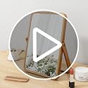 Desk Makeup Mirror with Wood Stand – Small Tabletop Vanity Mirror, 360° Rotating
