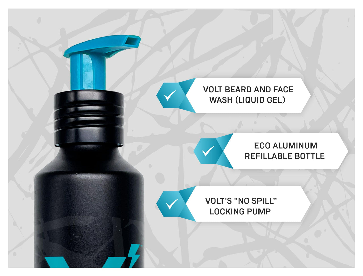 VOLT Face & Beard Wash for Men, Sulfate Free Cleanser with Shea Butter, Argan Oil & Caffeine, Plant Based, Hydrating & Conditioning, Outback Sandalwood Scent, Refillable Aluminum Bottle, 30 Oz Bottle