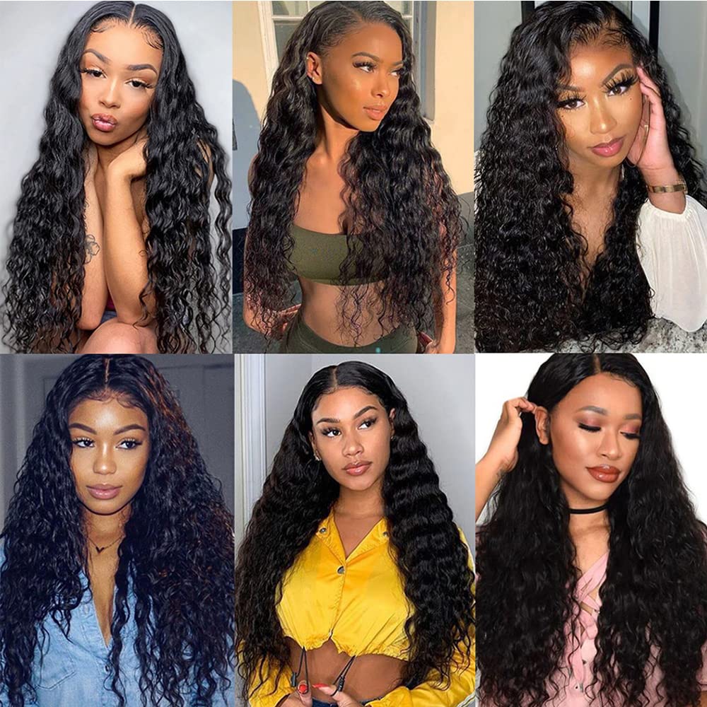 Deep Wave Human Hair Bundles #1B Human Hair Bundles Wet and Wavy Bundle 12 14 16 inch Brazilian Natural Black Deep Wave Bundle