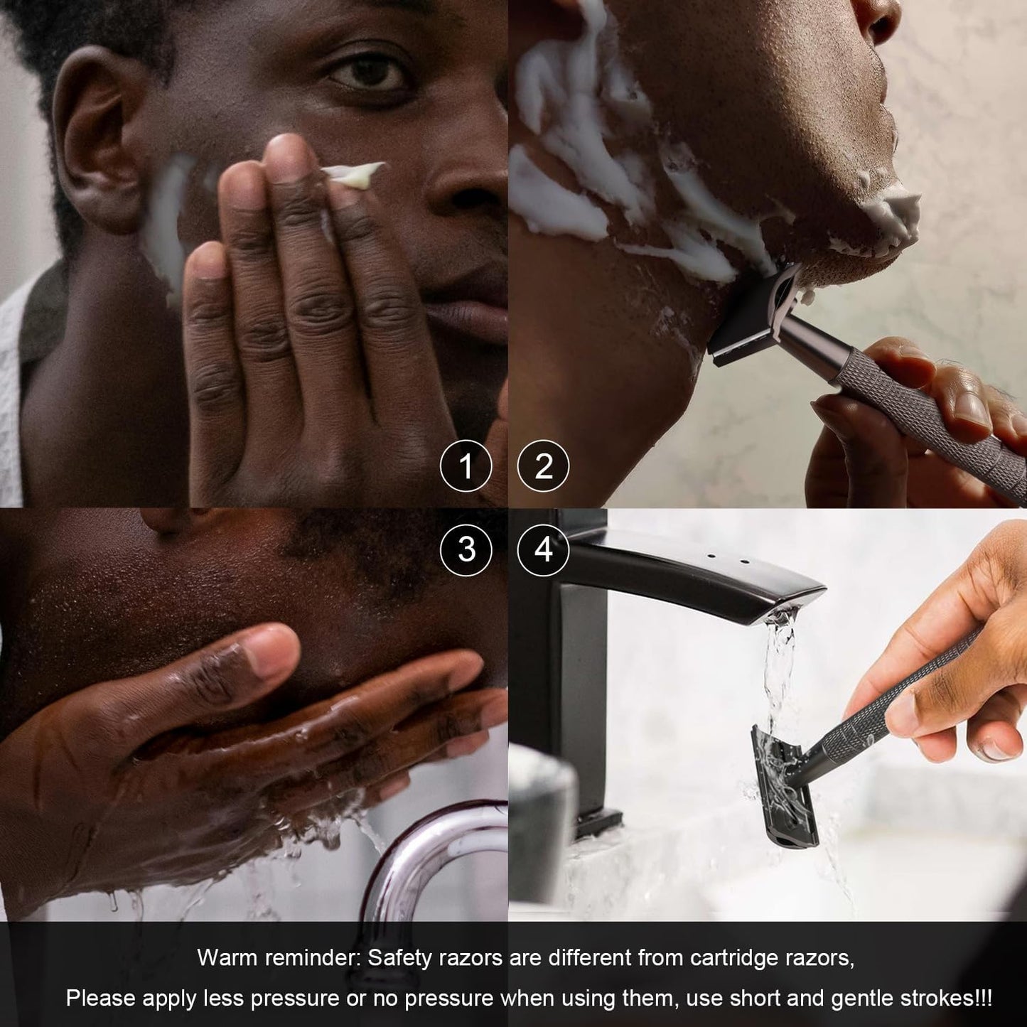 Double Edge Safety Razor with Stand, Single Blade Razors for Men and Women, with 10 Stainless Steel Double Edge Blades, Smooth and Close Shave, Plastic Free, Matte Gun Black