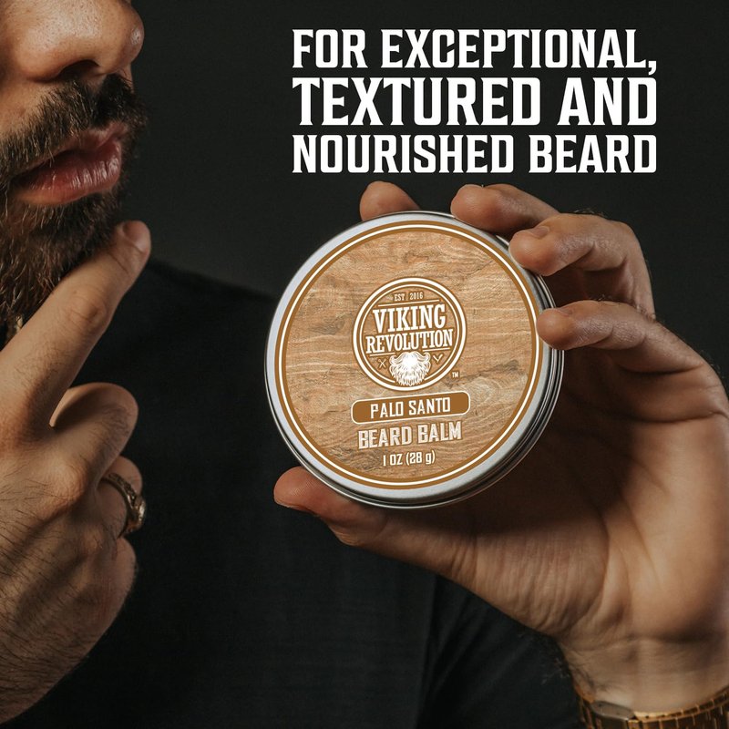 Viking Revolution 4 Beard Balm Variety Pack (1oz Each) – Coffee & Whiskey, Palo Santo, Sea Salt and Unscented – Styles, Strengthens & Softens Beards & Mustaches – Leave-In Conditioner Wax for Men