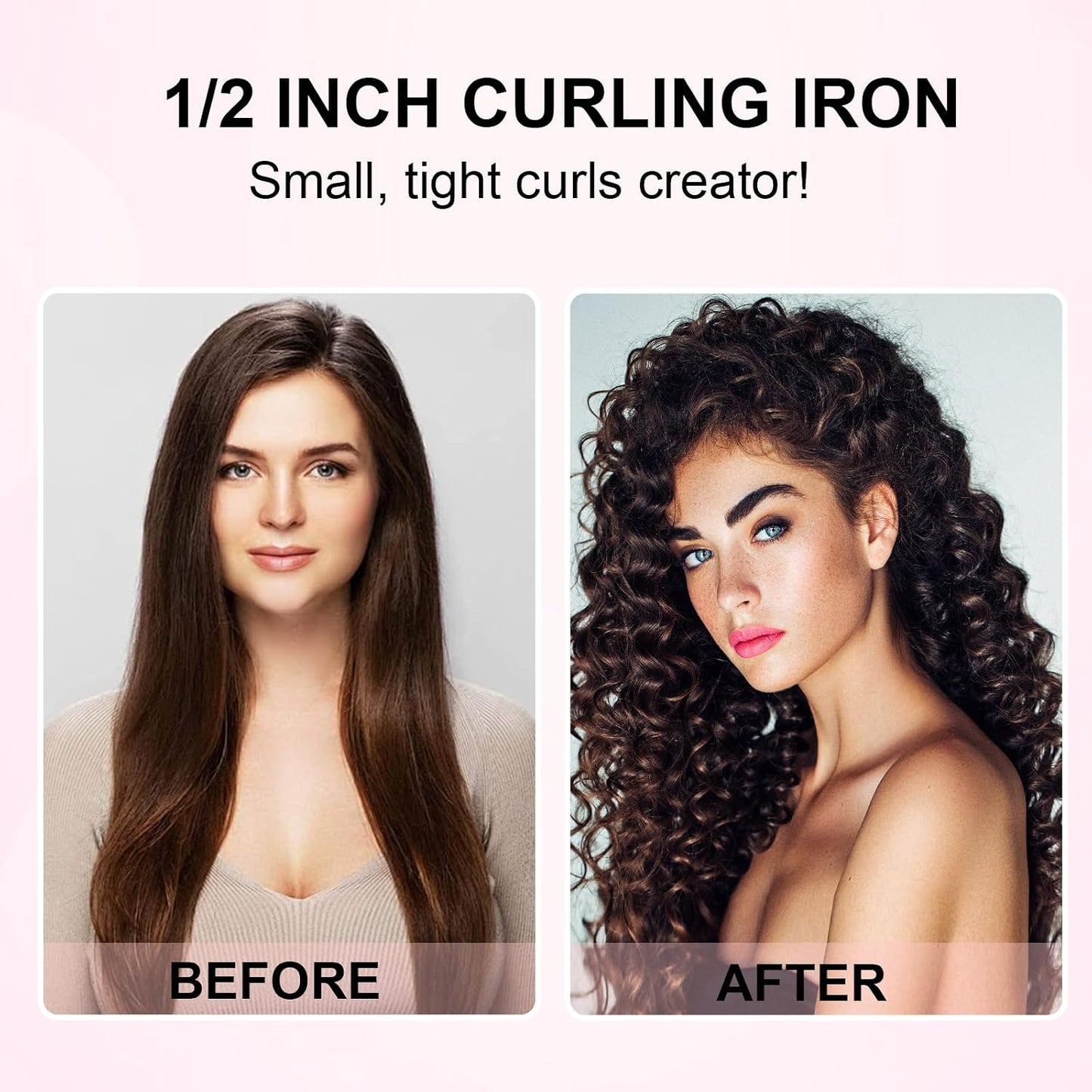 Professional 1/2 Inch Curling Iron - Ceramic Tiny Curling Wand for Short & Long Hair | 2 Temperature Settings, Includes Heat Protective Glove