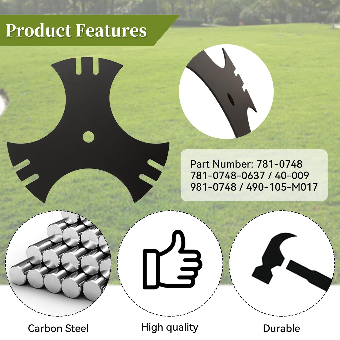 781-0748-0637 Edger Blades for Craftsman Edger, 781-0748 9" 3-Side Edger Star Blade 5/8" Center Hole Compatible with Troy-Bilt, MTD, Cub Cad et Edgers, Replace 781-0748, 40-009, 490-105-M017, 1 Pack