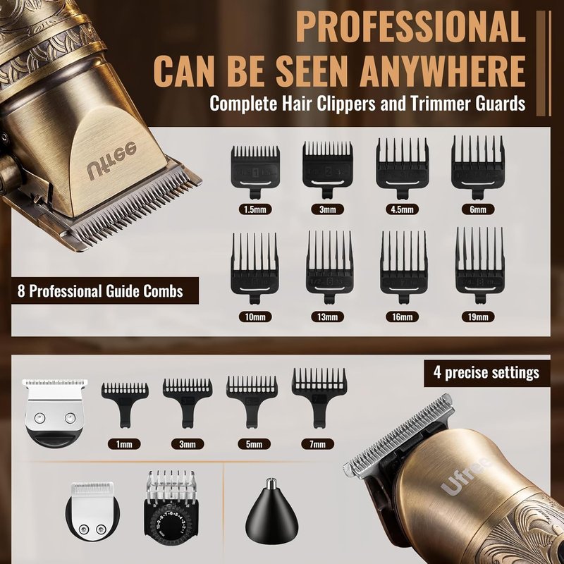 Beard Trimmer for Men - Cordless Hair Clippers & Electric Razor | Grooming Kit with Precision Blades