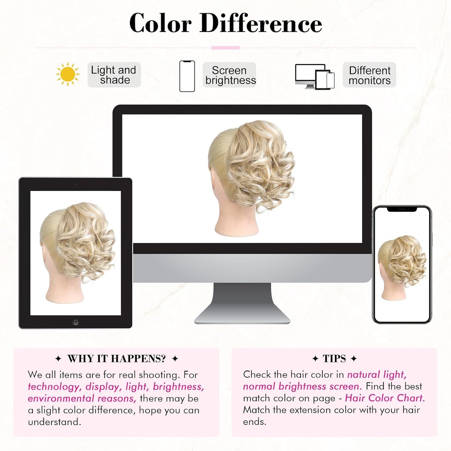 Short Ponytail Extension - Classic Loose Curly Wavy Claw Clip Hairpiece for Women | Natural Blonde with Highlights