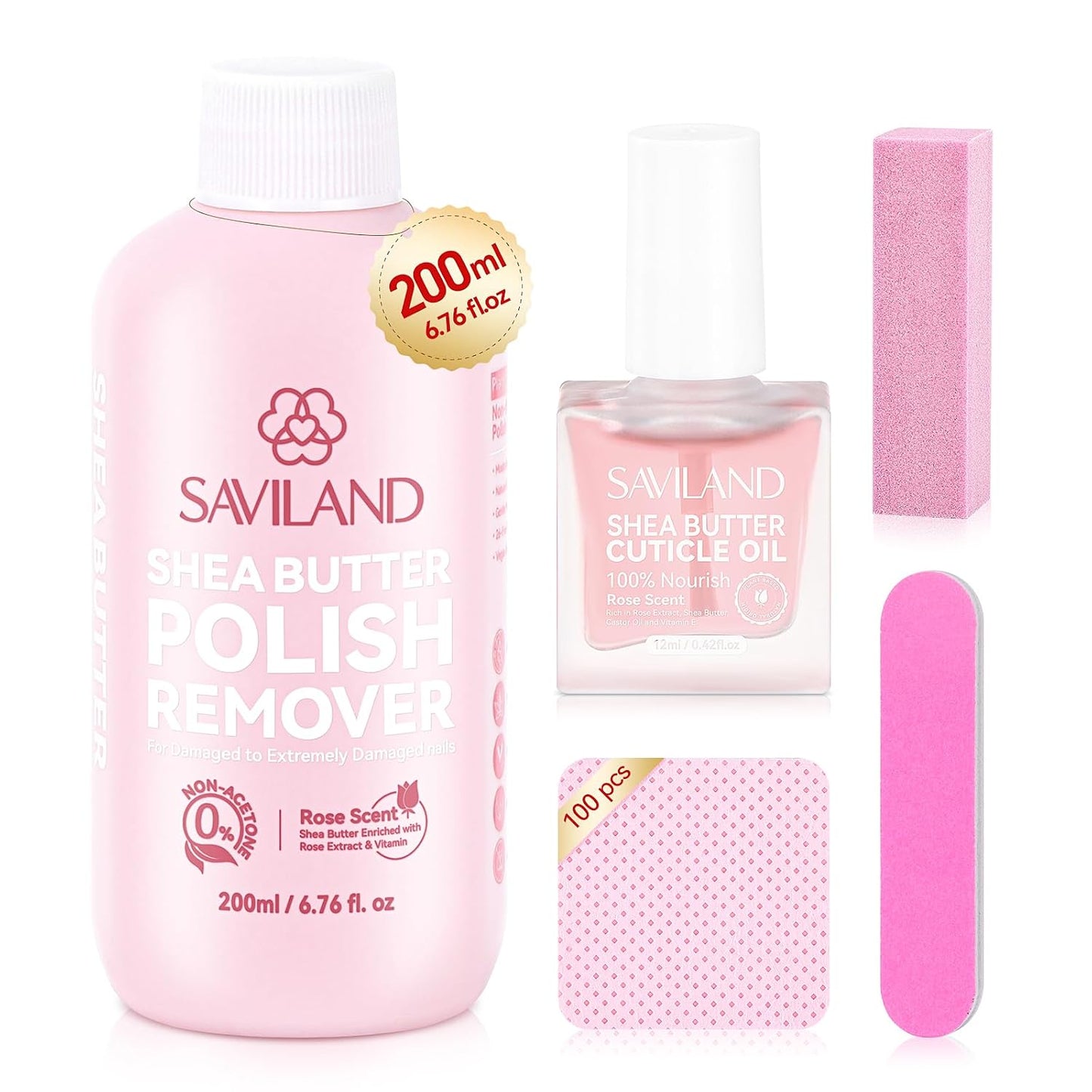 SAVILAND Nail Polish Remover - 200 ML Non-Acetone Formula with Shea Butter & Castor Oil | Gentle for Home Salon Use
