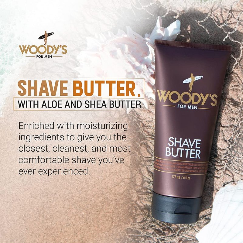 Woody's Shaving Essentials, Shave Butter - Ultra-Smooth Shaving Cream for Men, Moisturizing Beard Butter, Sensitive Skin & Reduced Irritation, 6 Fl Oz
