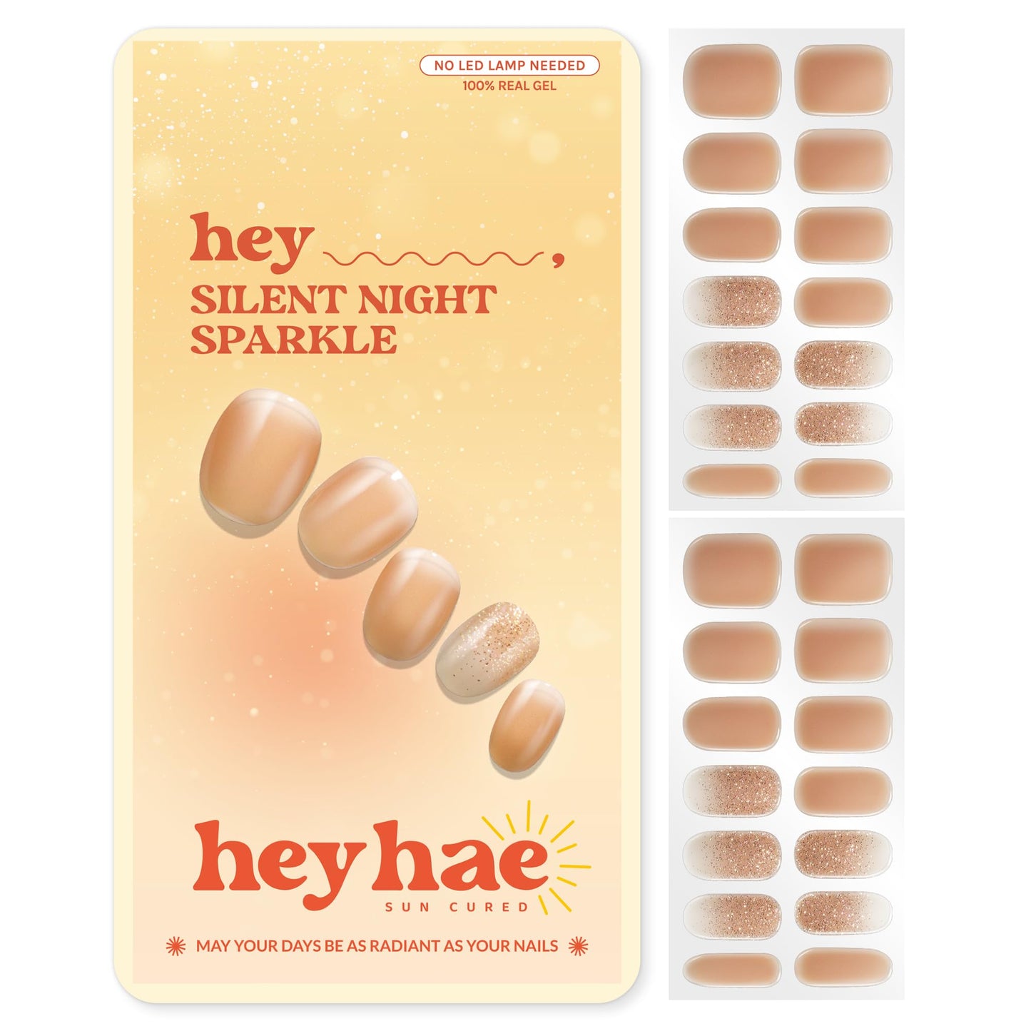 Heyhae Semi Cured Gel Nail Strips Salon Quality - Hey, Silent Night Sparkle