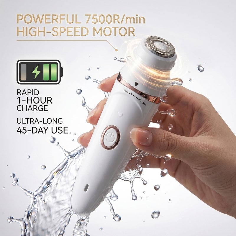7-in-1 Electric Razors for Women,Bikini Trimmer for Women, Waterproof & USB Rechargeable with Body Hair Trimmer,Eyebrow Trimmer, Nose Hair Clipper,Callus Remover &Facial Cleansing Brush,Gifts for Lady