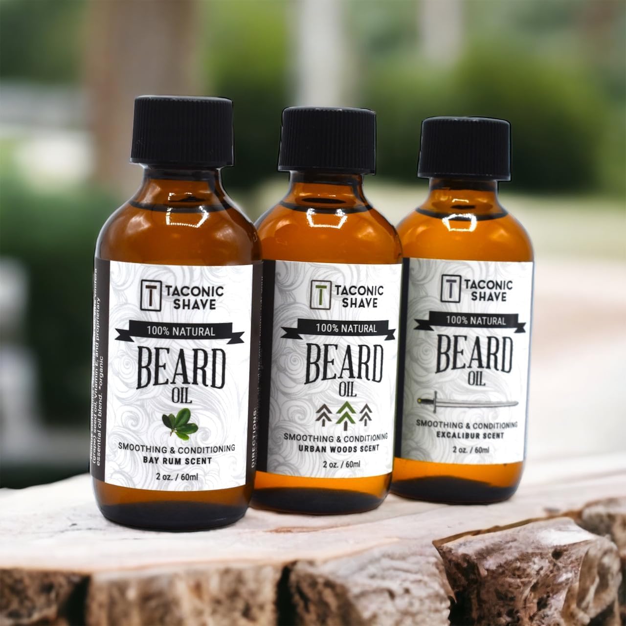 Taconic Shave Premium All Natural Beard Oil - 2 Ounce Bottle - Bay Rum - Conditions and Moisturizes Beard and Skin