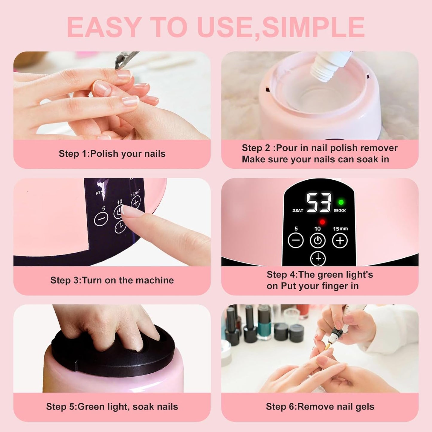 Electric Nail Soaking Bowl - Adjustable Temperature Nail Polish Remover | Fast Soak Time for Home & Salon Use