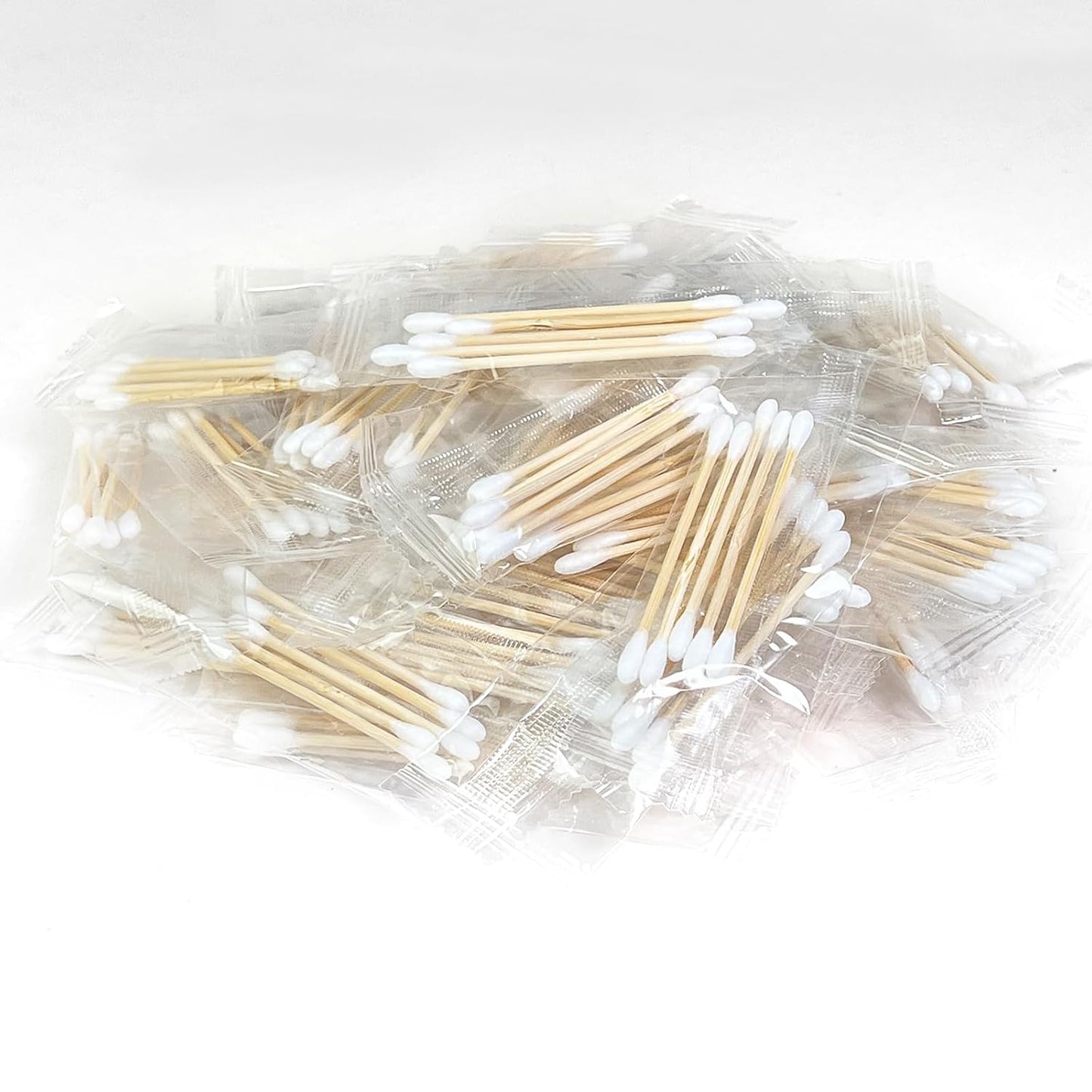 Travel Cotton Swabs - Individually Wrapped 500 Count | Sterile Double Round Tip Soft Cotton Buds with Durable Bamboo Sticks for Ear Cleaning & Beauty