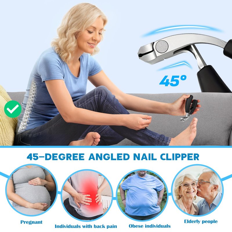 2026 Heavy Duty Toenail Clippers for Thick Nails, 7-in-1 Pedicure Kit with Catcher for Seniors & Men, Professional Wide Jaw Ingrown Toe Nail Clipper Set, Podiatrist Tool