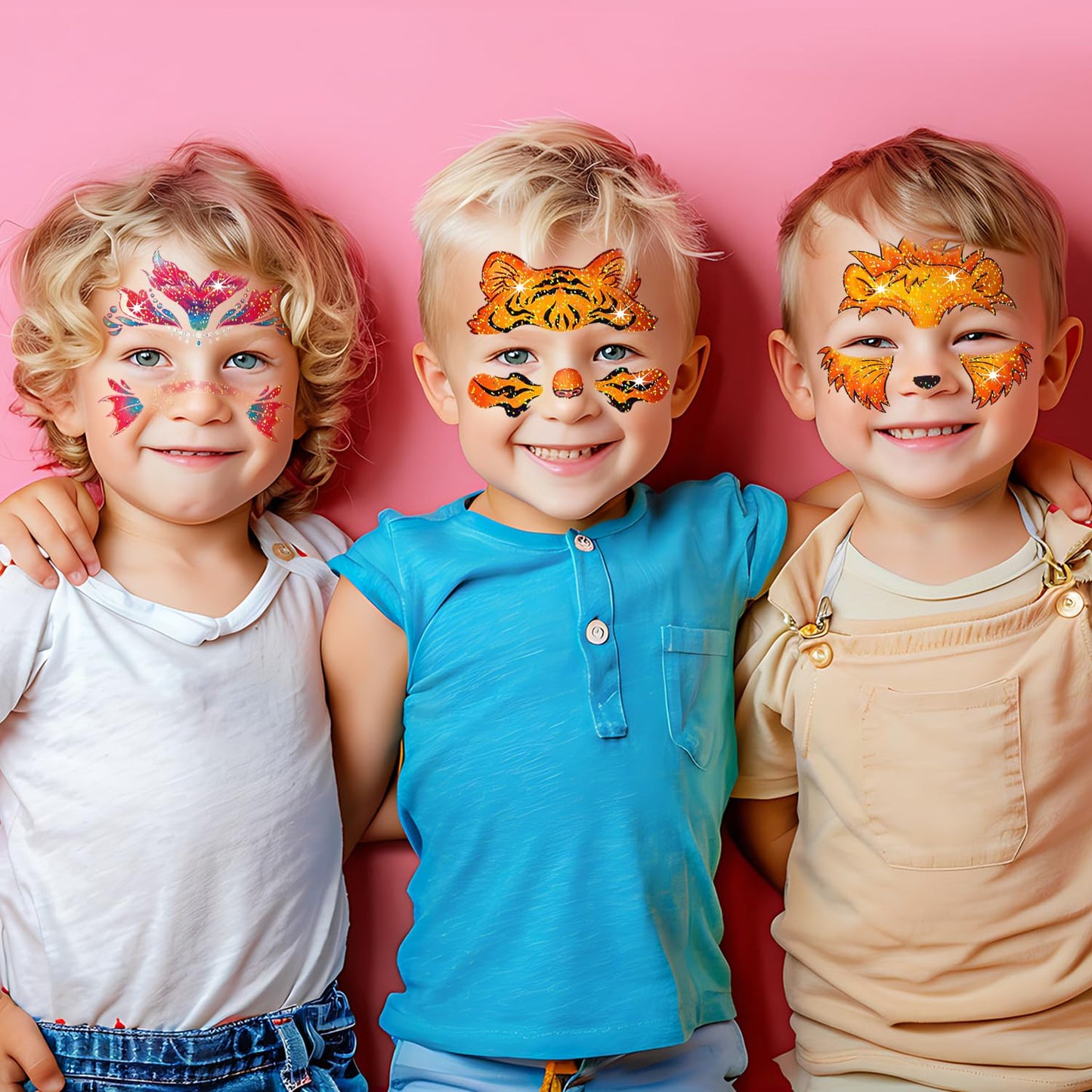 Glitter Face Tattoos for Kids - 24 Sheets of Fun Party & Birthday Designs | Perfect for Goodie Bags & Prizes