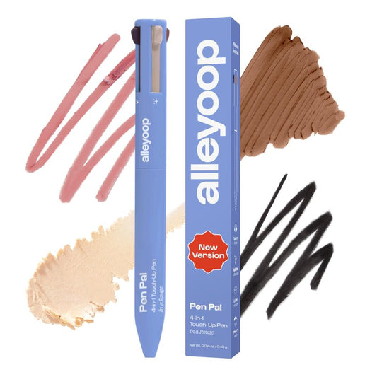 Alleyoop Pen Pal 4 in 1 Makeup Pen – All-in-One Eyeliner, Lip Liner, Highlighter & Concealer Pencil, Eyebrow Pencil for Women, Compact Travel Makeup Easy Touch-Ups On the Go,Vegan (In A Rouge - Light)