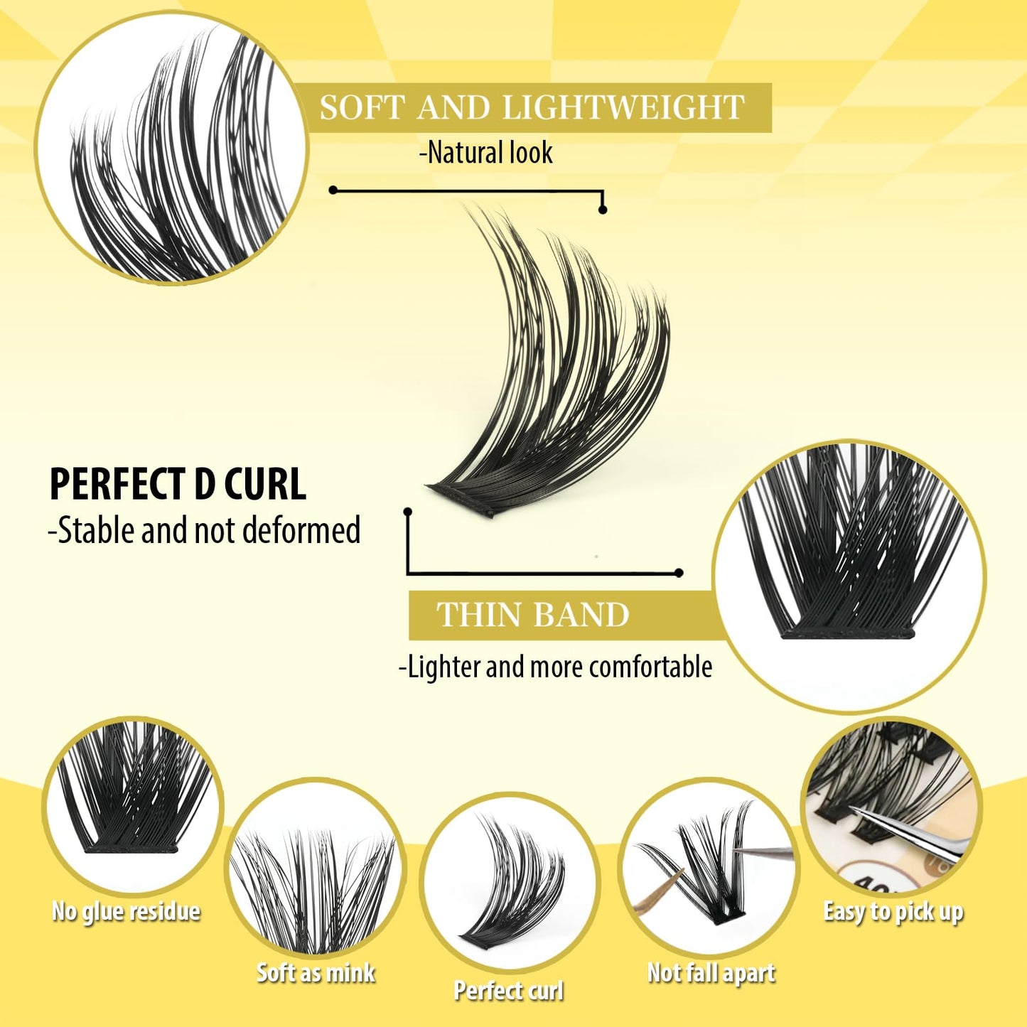FLOMAZE Lash Clusters 30D+40D+50D+60D+80D+100D Wispy Lash Extensions 8-16mm 708Pcs D Curl Eyelash Cluster DIY Natural Eyelash Extensions