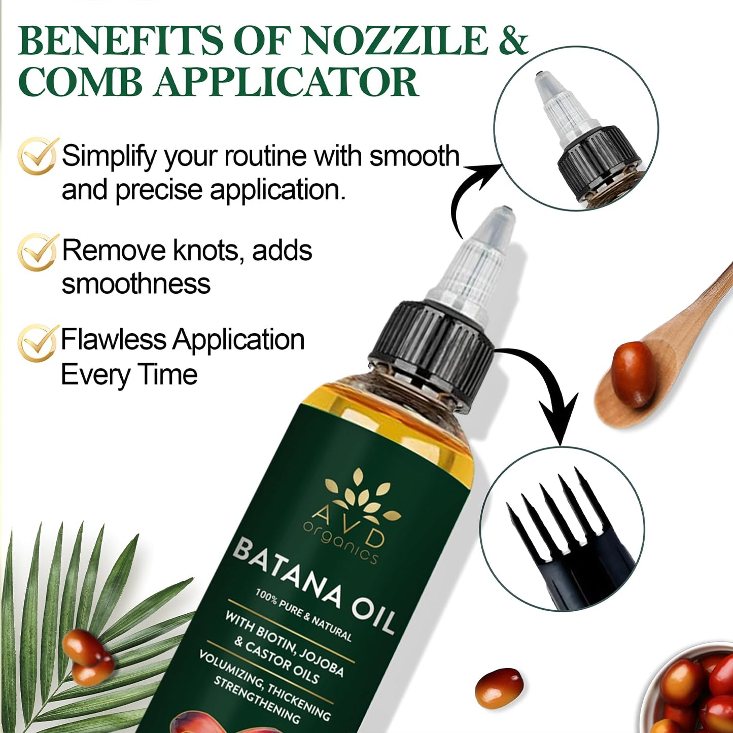 AVD ORGANICS Batana Oil for Hair Growth 4.05 fl oz | Dr Sebi Organic Raw Batana Oil from Honduras | 100% Pure & Natural for thicker & stronger Hair | Ideal for Men & Women | 120ML