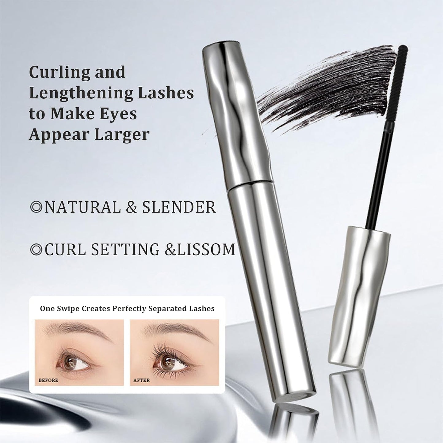 Waterproof Fiber Mascara - Smudge-Proof Eyelash Primer Base Coat for Voluminous, Long Curling Lashes | Clump-Free, Flake-Resistant Formula (1pc)
