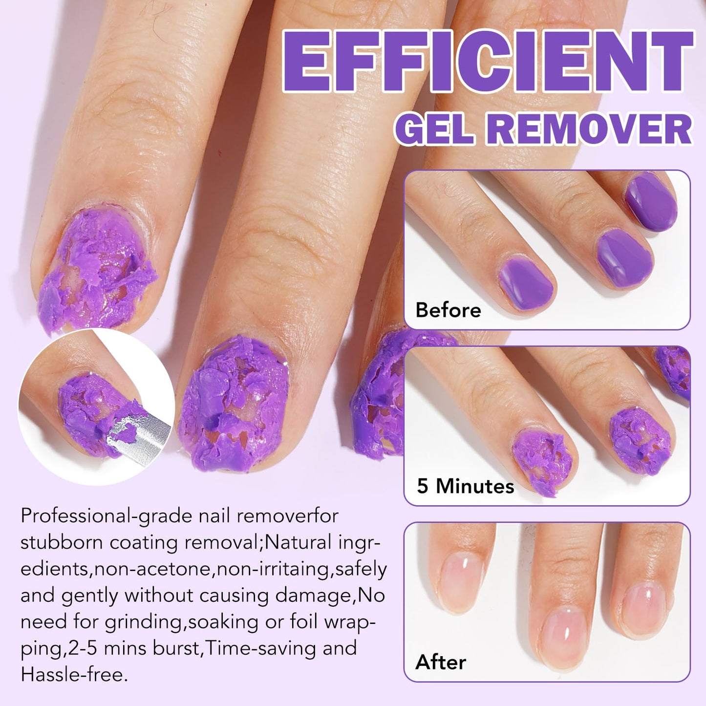 Gel Nail Polish Remover, (2pcs) Gel Polish Remover for Nails, No Need for Foil, Quick & Easy Polish Remover In 3-5 Minutes, No Need Soaking Or Wrapping-0.5 floz